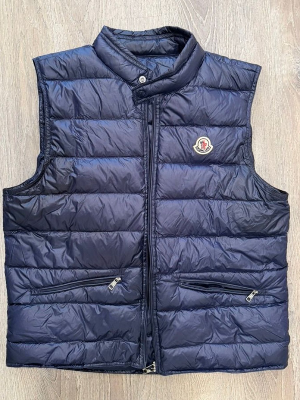 Moncler Gui Gilet Navy Blue Down Filled Puffer Vest Size 3 Large Like New